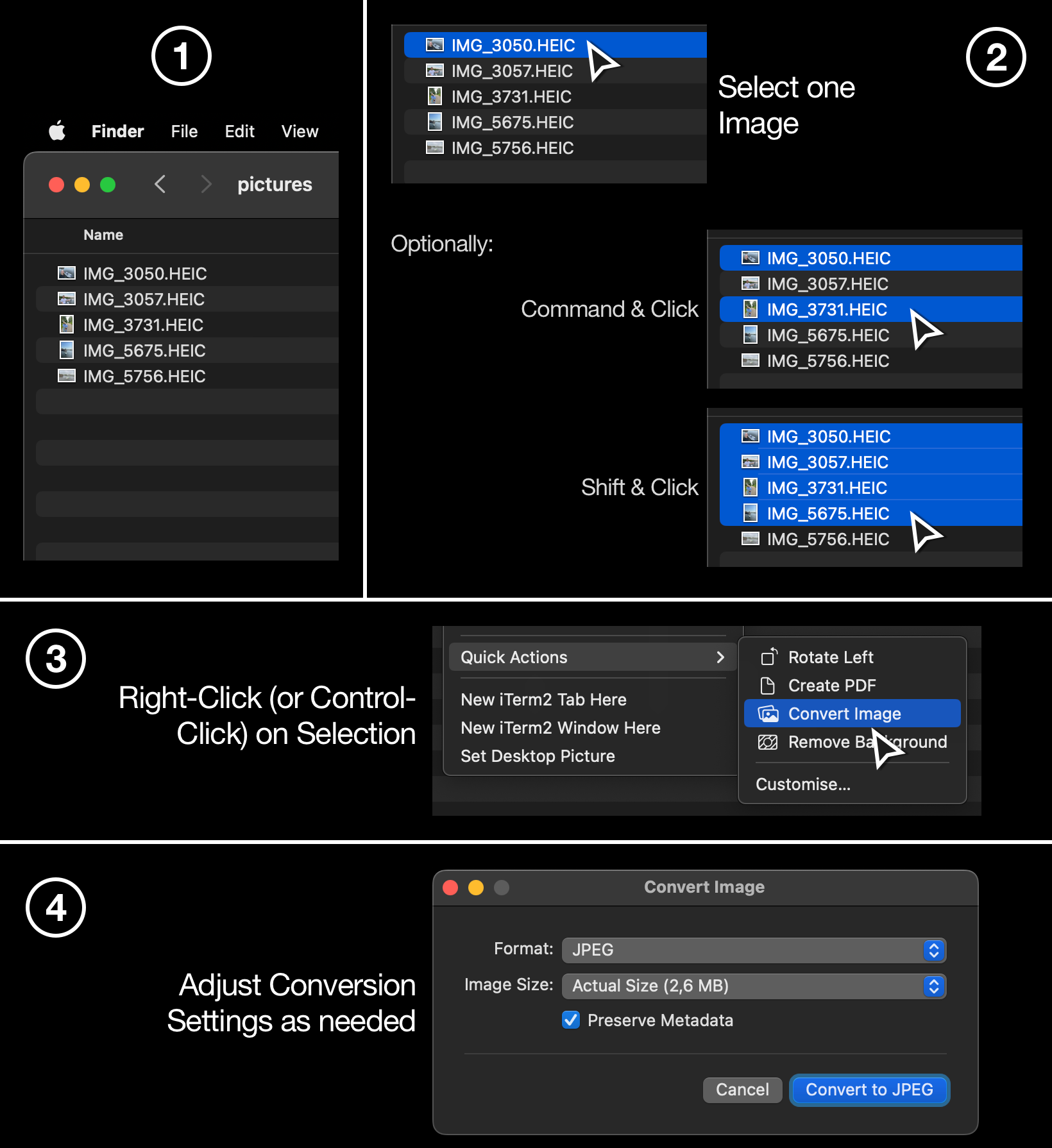 A few simple steps to convert a bunch of images from one format to another.