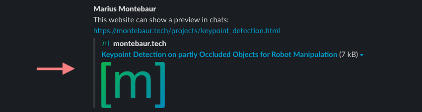 Chat preview of a shared link. The link was shared along with some text and the preview was generated by the server of the chat provider.